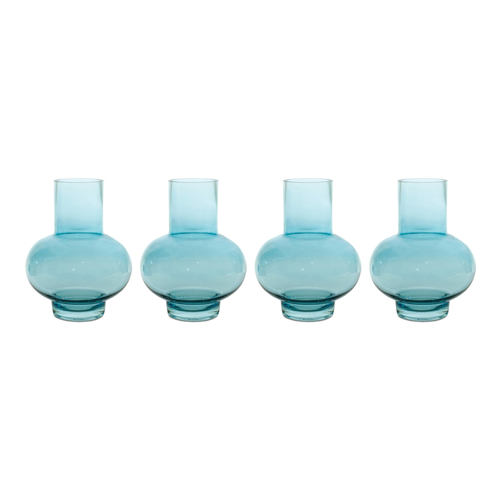 Blue Long Neck Urn Shape Vase, Set of 4 - Bombay Mercantile
