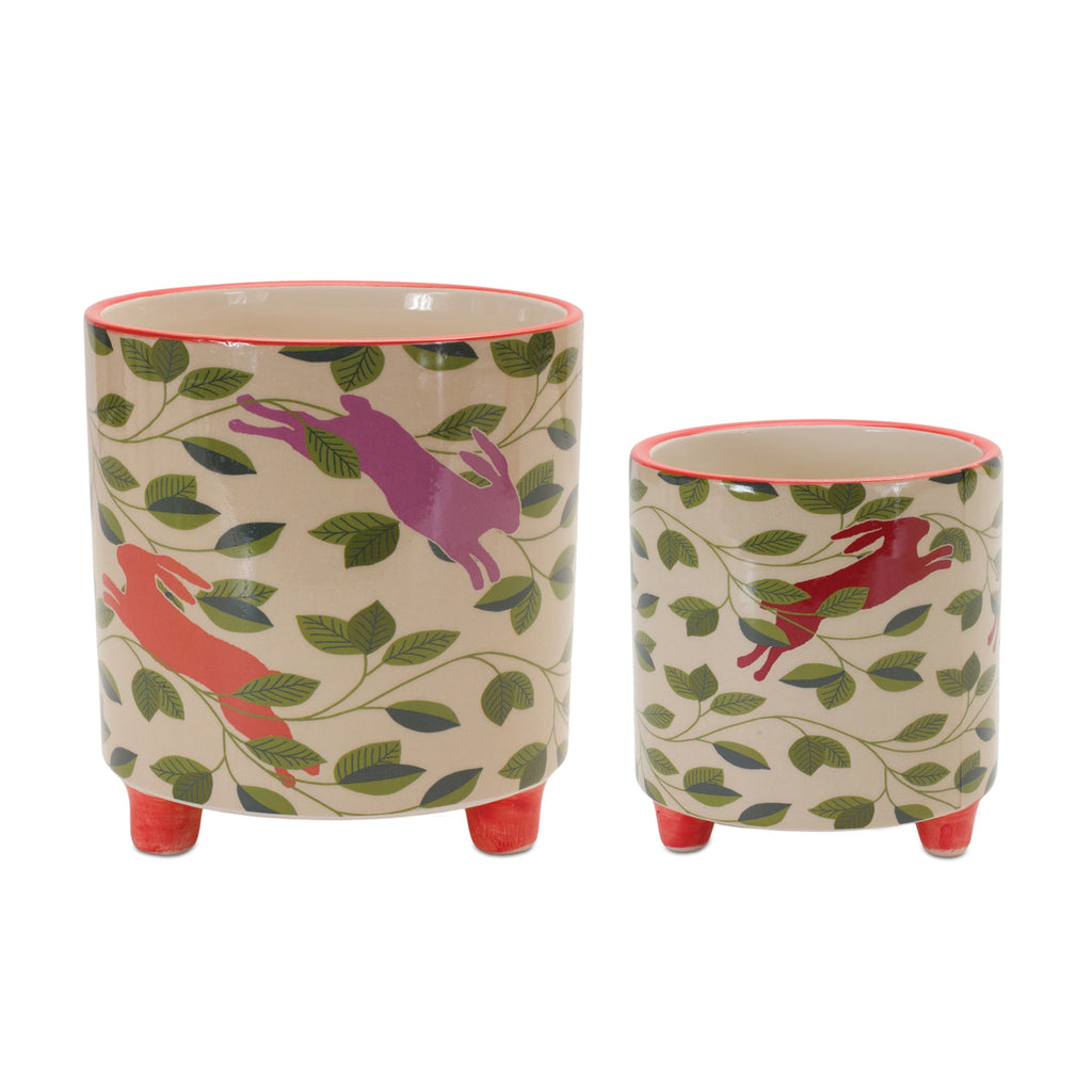 Set of 2 Floral Pots - Bombay Mercantile