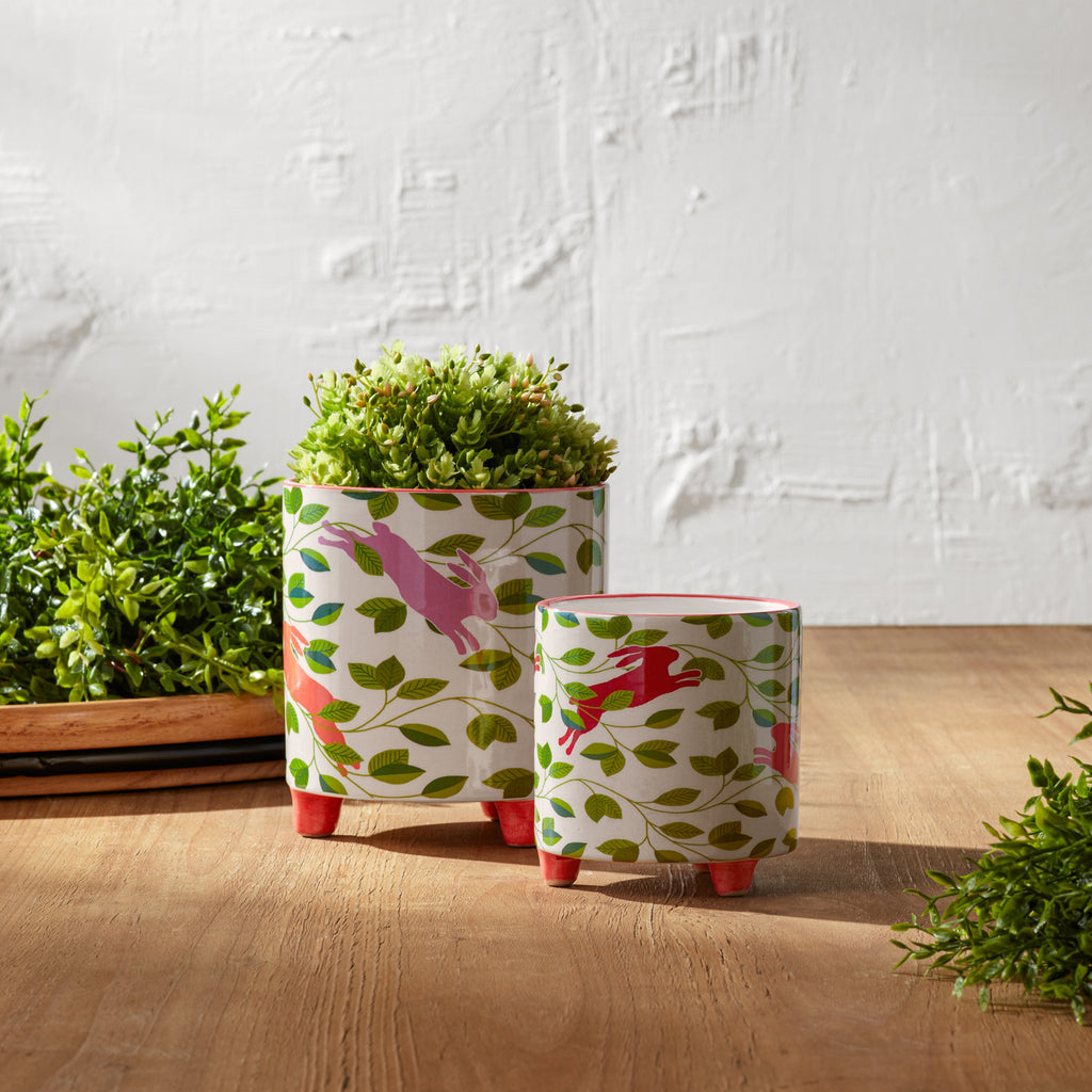 Set of 2 Floral Pots - Bombay Mercantile