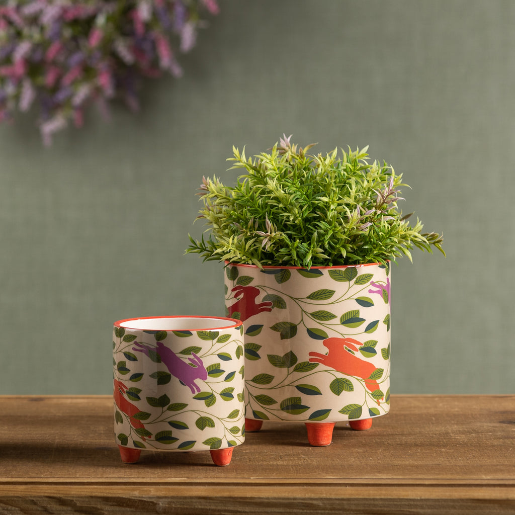 Set of 2 Floral Pots - Bombay Mercantile