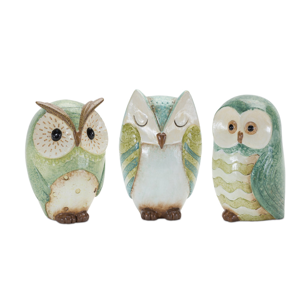 Set of 3 Colorful Owl - Bombay Mercantile