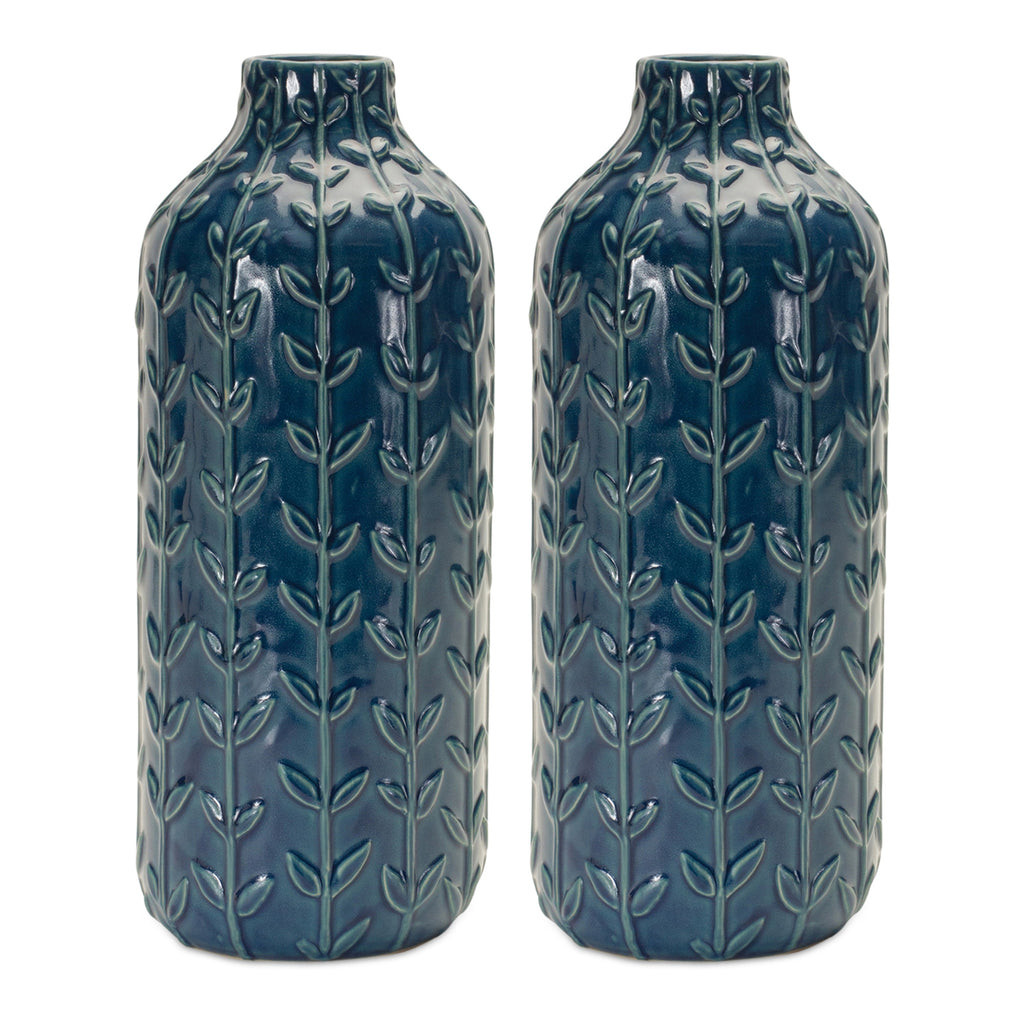 Set of 2, Embossed Creeper Vase - Bombay Mercantile