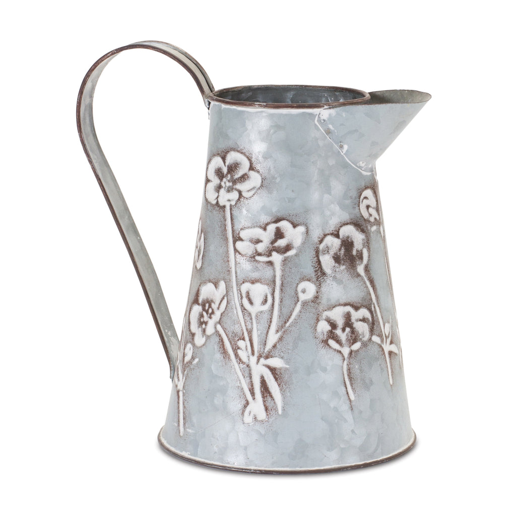Metal Pitcher With Flower Print - Bombay Mercantile