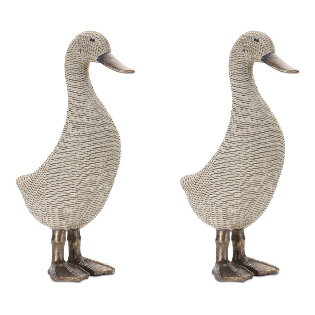 Set of 2 Cane Finished Duck - Bombay Mercantile