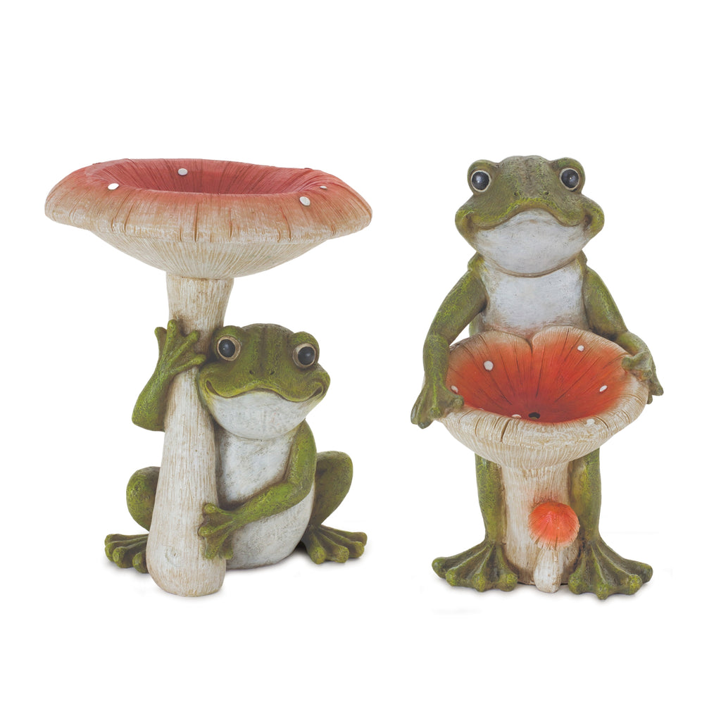 Frog W/Mushroom, Set of 2 - Bombay Mercantile