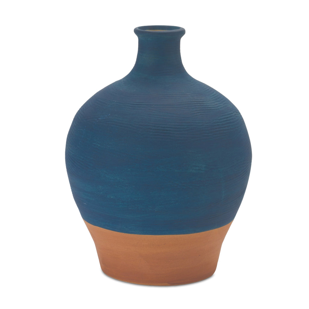 Blue and Orange Urn/ Vase - Bombay Mercantile