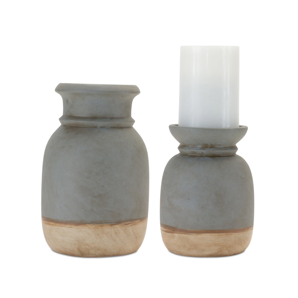 Ceramic, Set of 2 Candle Holder - Bombay Mercantile