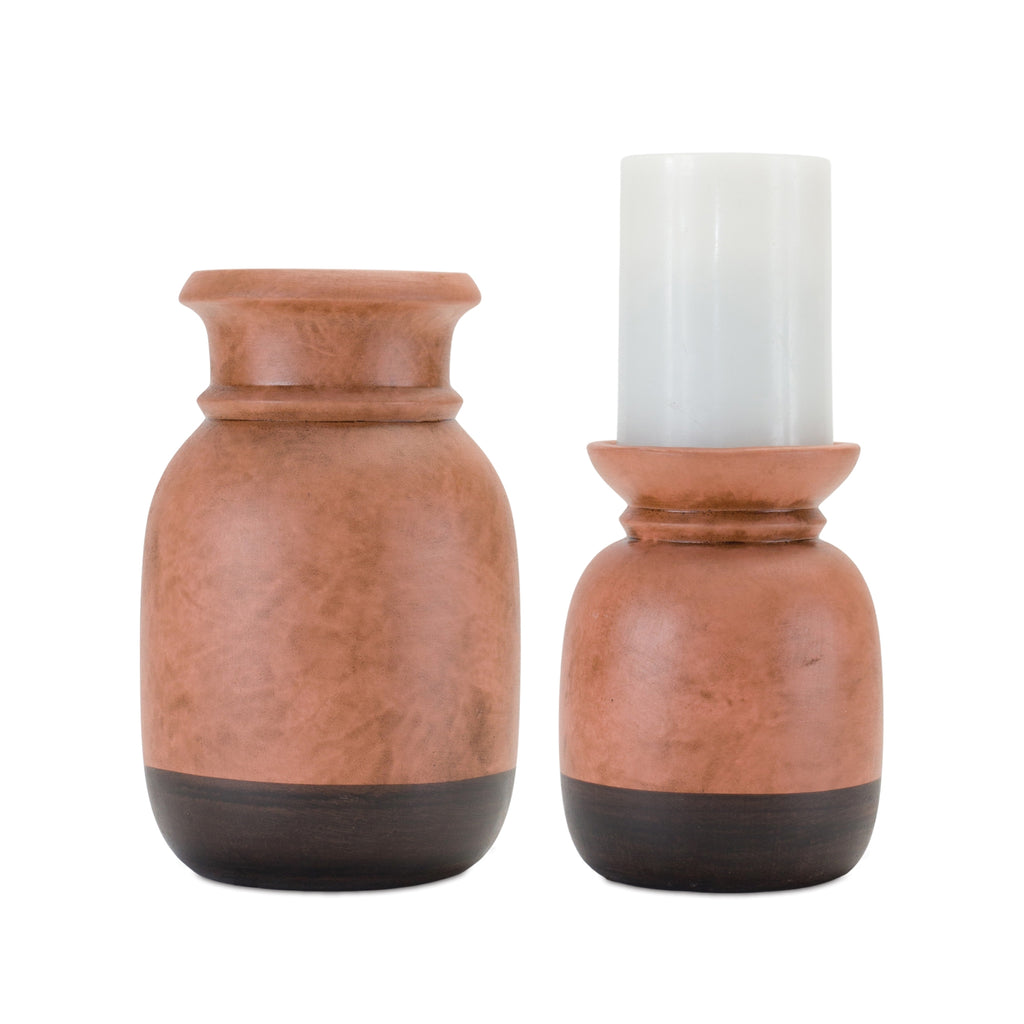 Ceramic, Set of 2 Candle Holder - Bombay Mercantile
