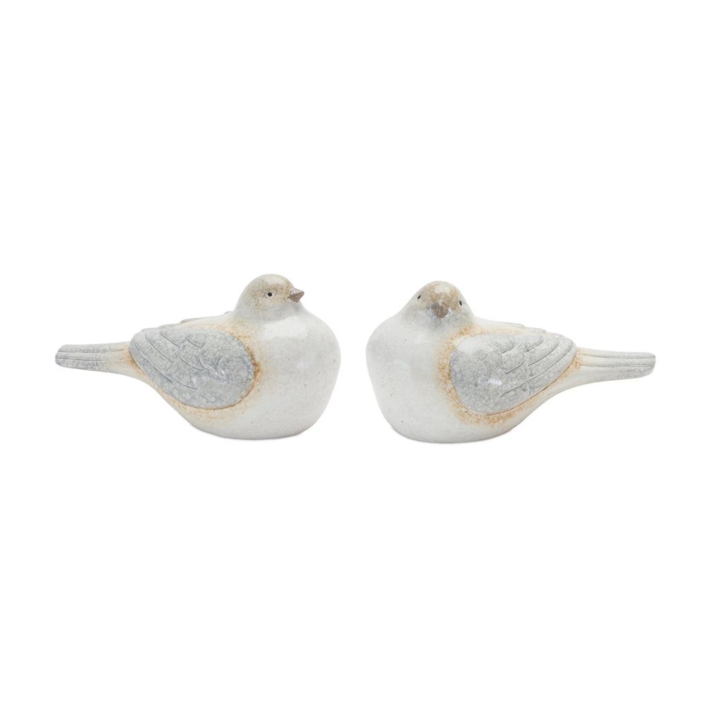 Set of 2 White and Grey Bird - Bombay Mercantile