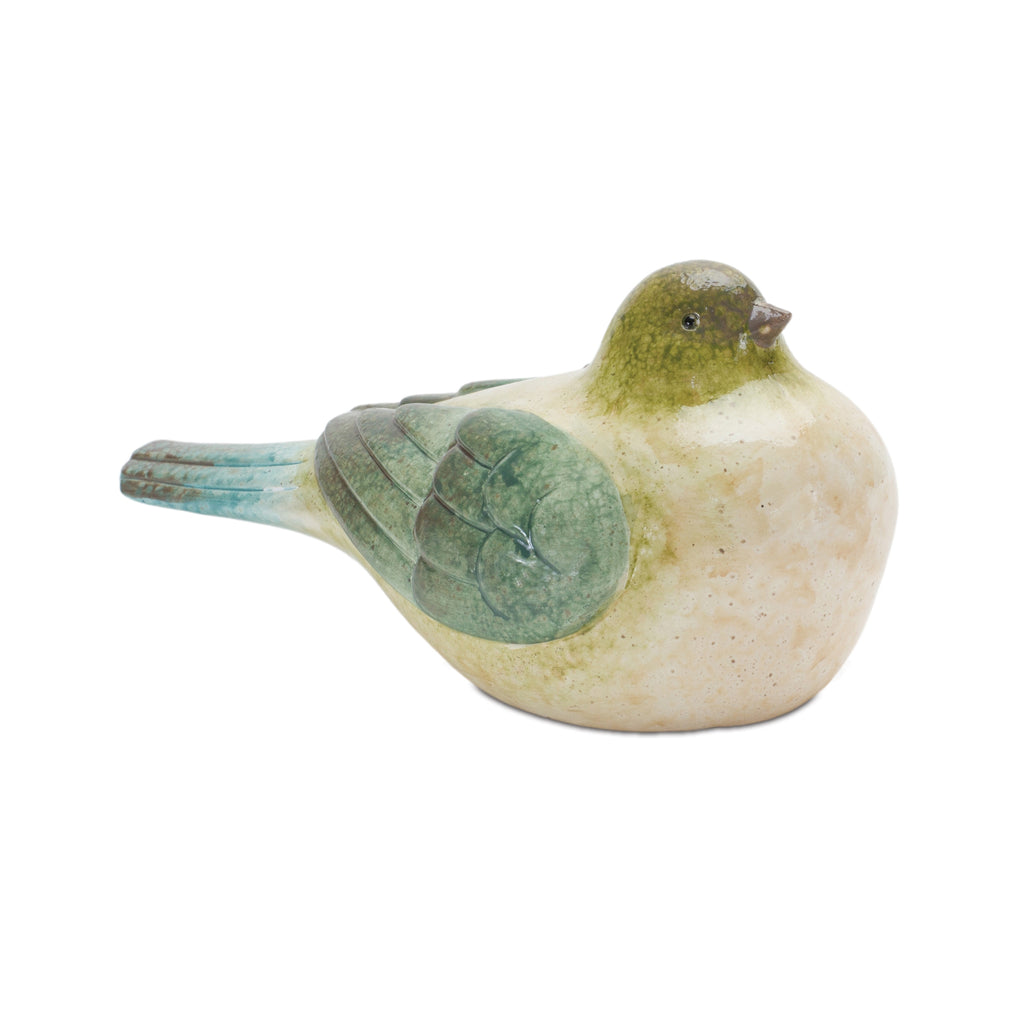 Set of 2 Cream and Green Bird - Bombay Mercantile