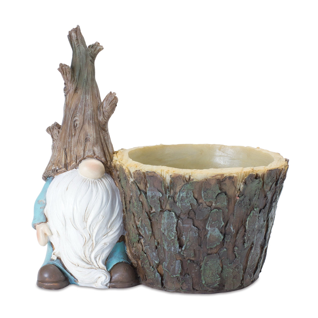 Gnome W/Tree Trunk Pot, Set of 2 - Bombay Mercantile