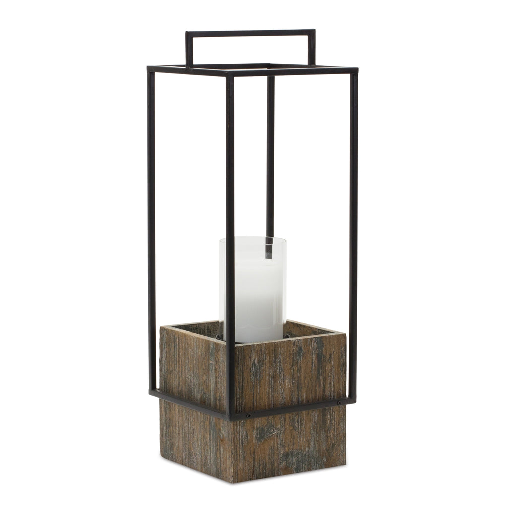 Square Wooden Candle Holder - Bombay Mercantile