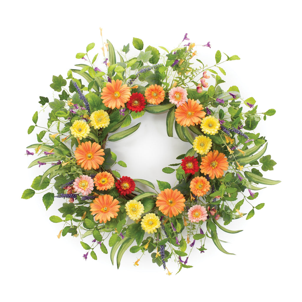 Mixed Floral Orange Wreath - Bombay Mercantile