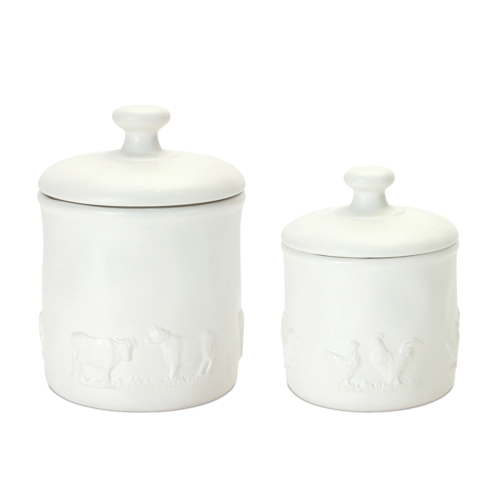 Set of 2 Farm Animal Canister - Bombay Mercantile
