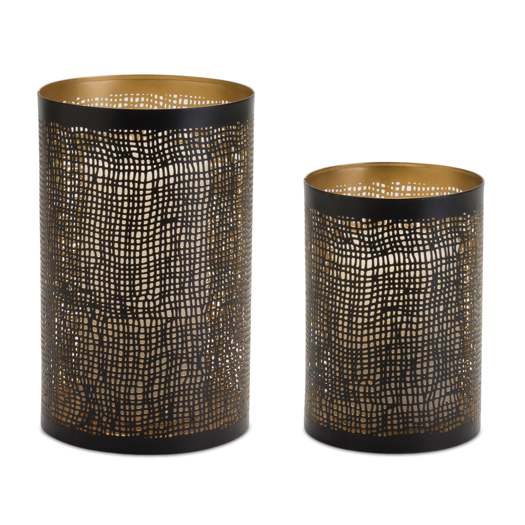 Black Checkered Candle Holder, Set of 4 - Bombay Mercantile