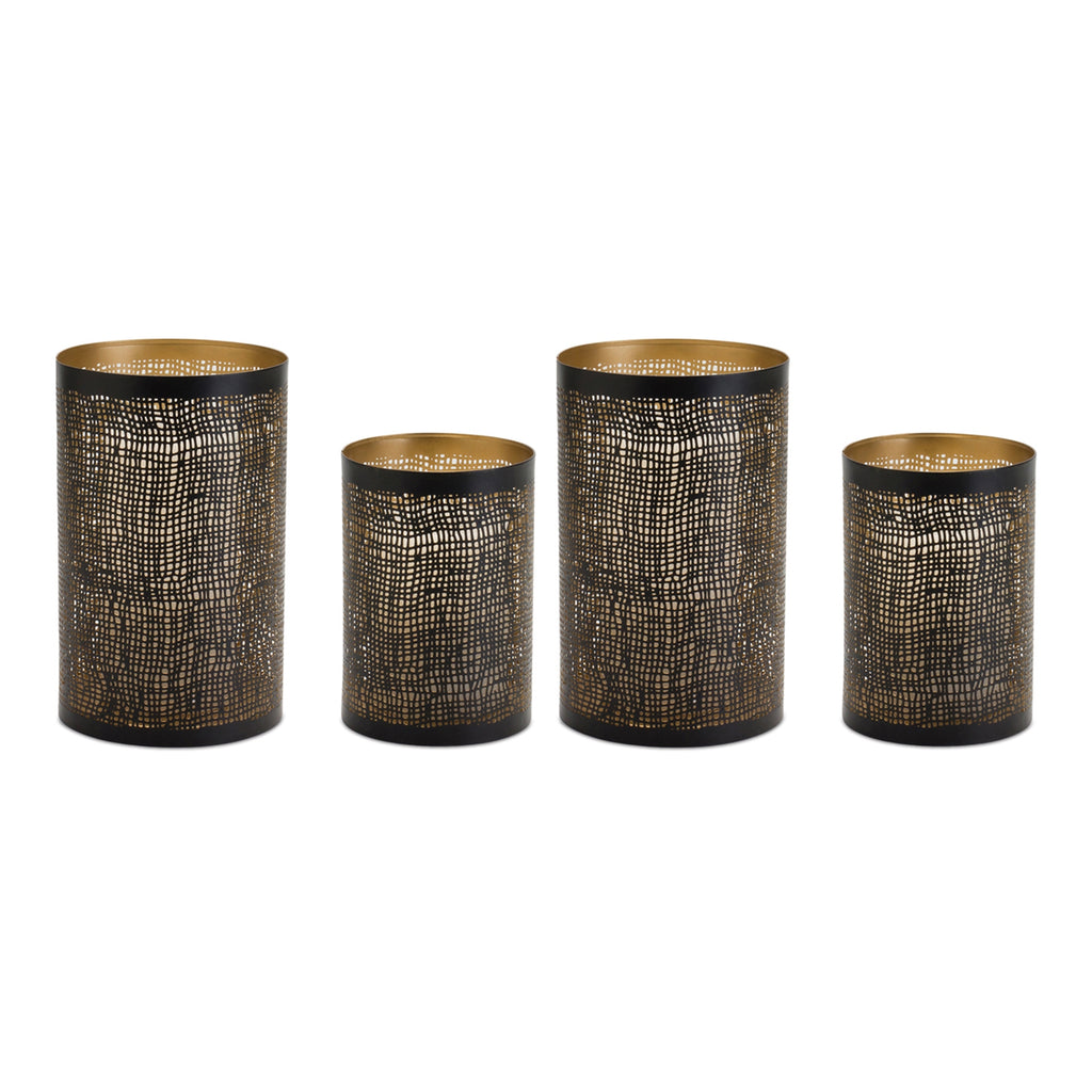 Black Checkered Candle Holder, Set of 4 - Bombay Mercantile