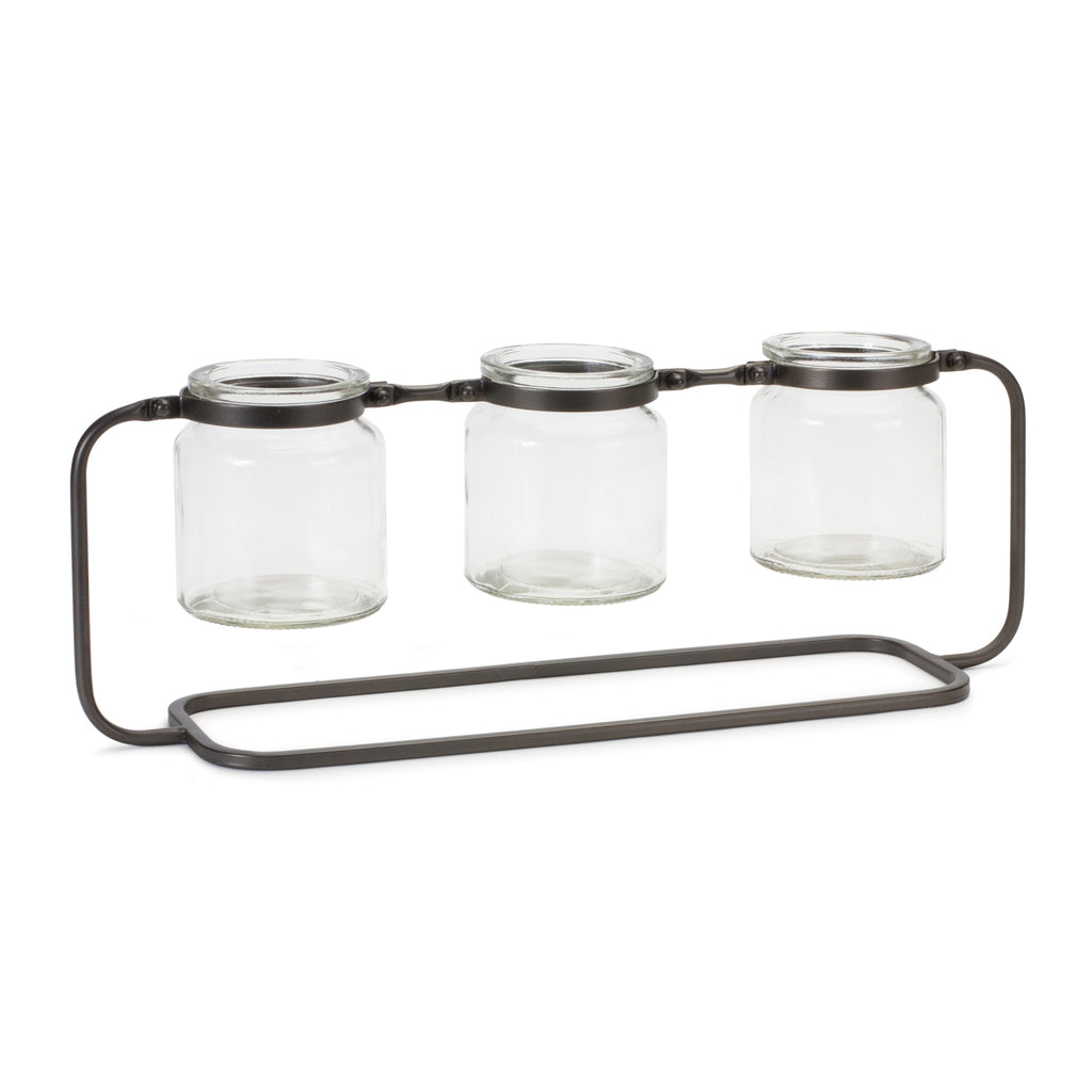 Triple Vase in Stand - Bombay Mercantile