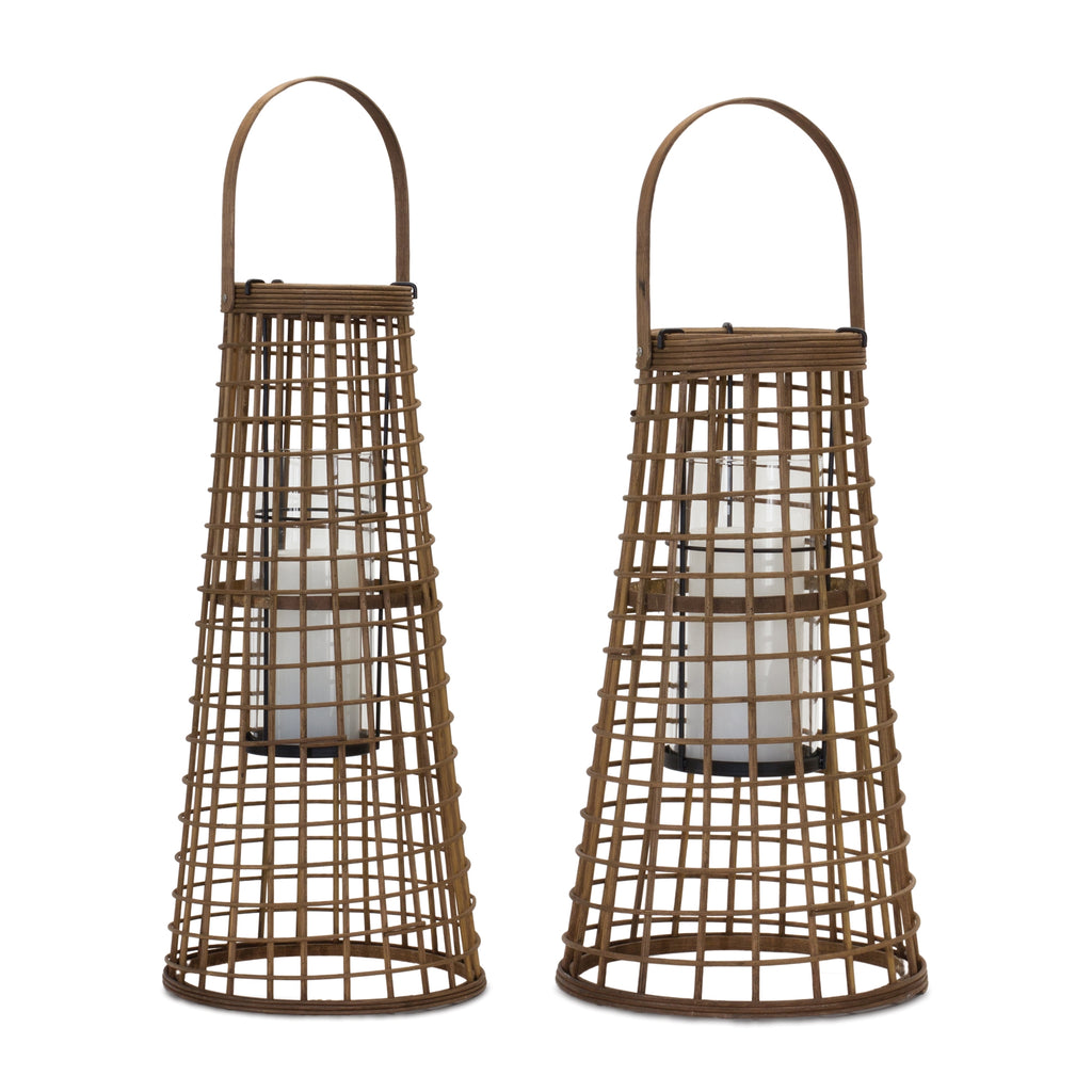 Bamboo/ Metal, Set of 2 Candle Holder - Bombay Mercantile