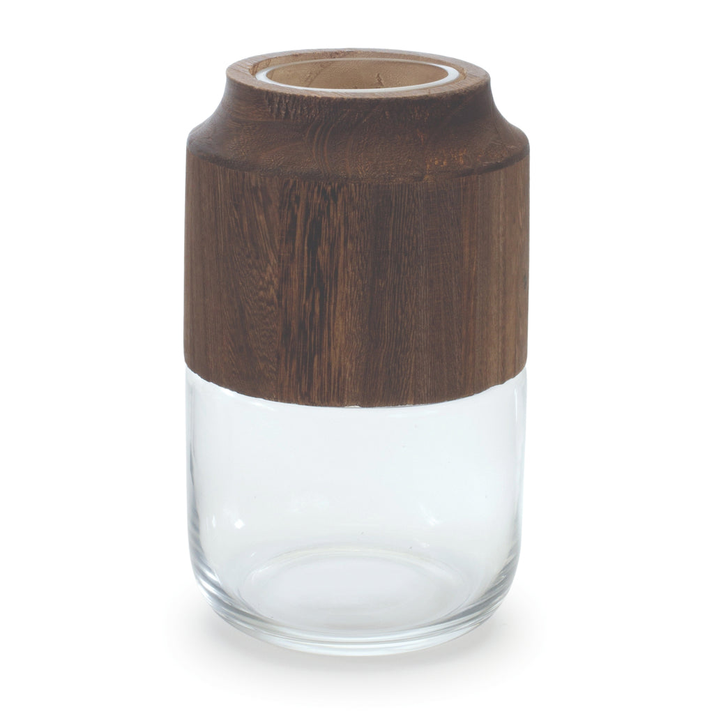 Small Glass/ Wood Container - Bombay Mercantile