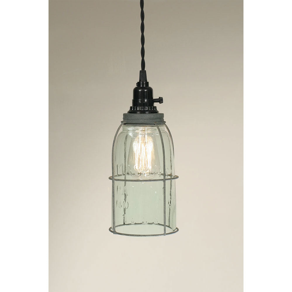 Half Gallon Caged Mason Jar Pendant Lamp - Barn Roof - Bombay Mercantile