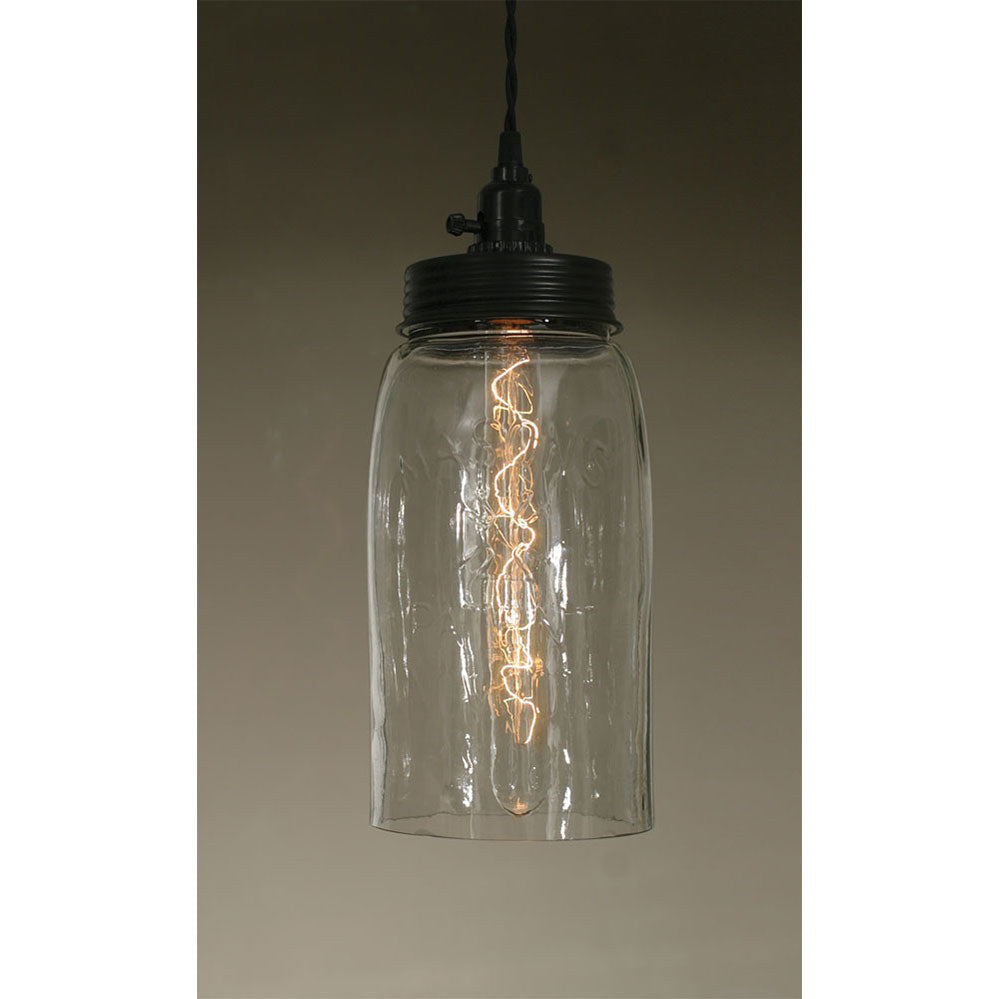 Big Mason Jar Pendant Lamp - Clear Glass - Bombay Mercantile