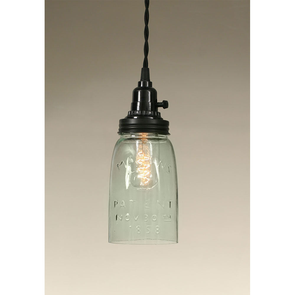 Quart Open Bottom Mason Jar Pendant Lamp - Rustic Brown - Bombay Mercantile