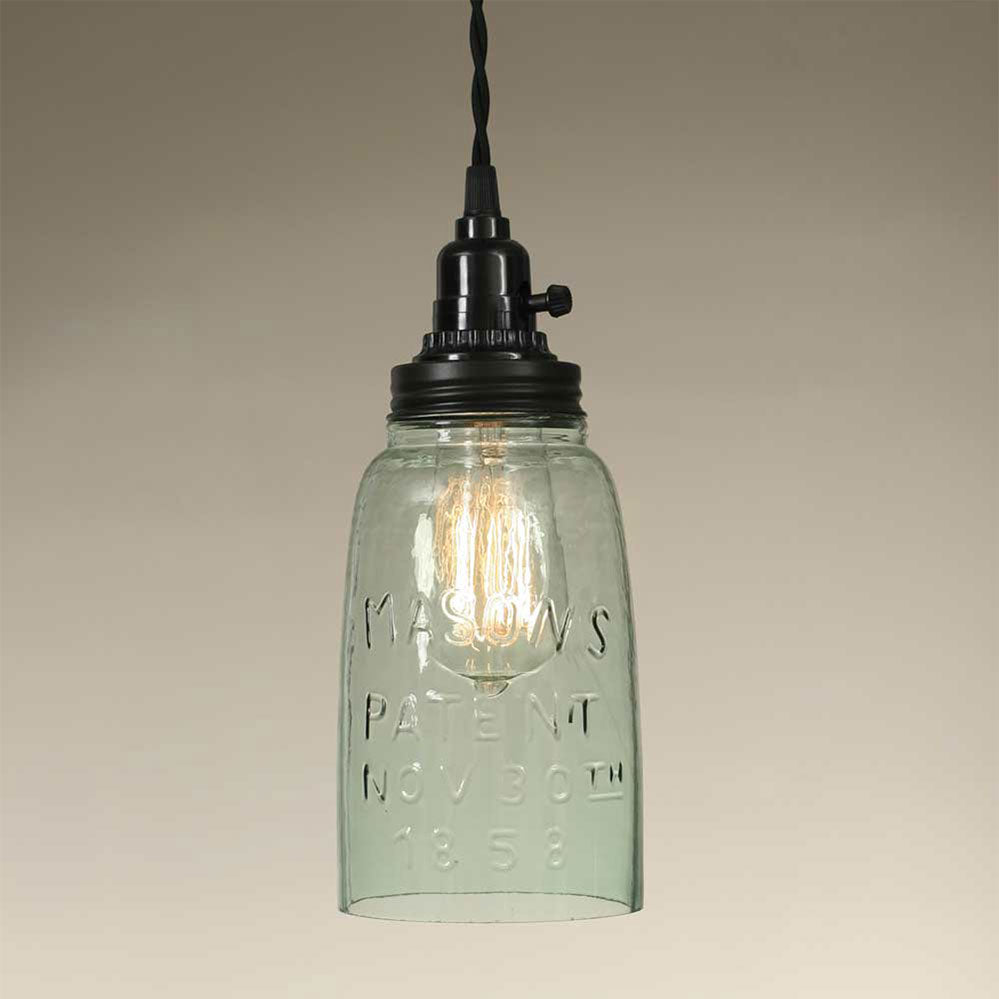 Half Gallon Open Bottom Mason Jar Pendant Lamp - Rustic Brown - Bombay Mercantile