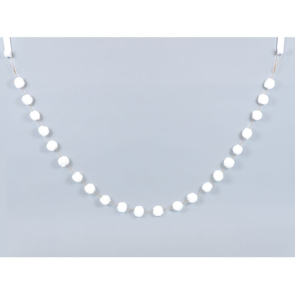 Pom Pom natural/white garland - Bombay Mercantile