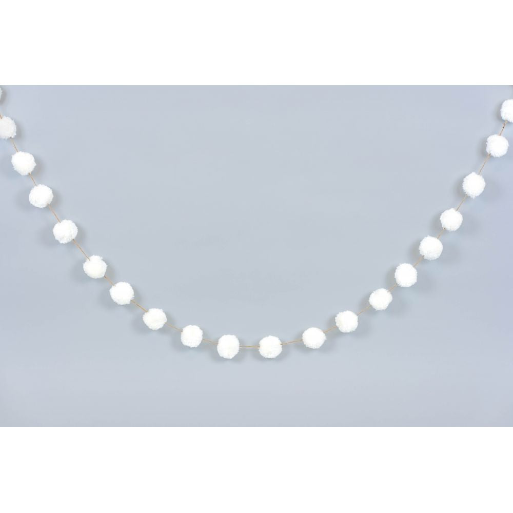Pom Pom natural/white garland - Bombay Mercantile