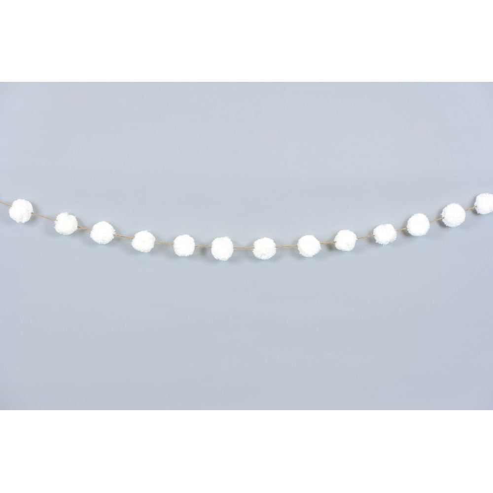 Pom Pom natural/white garland - Bombay Mercantile
