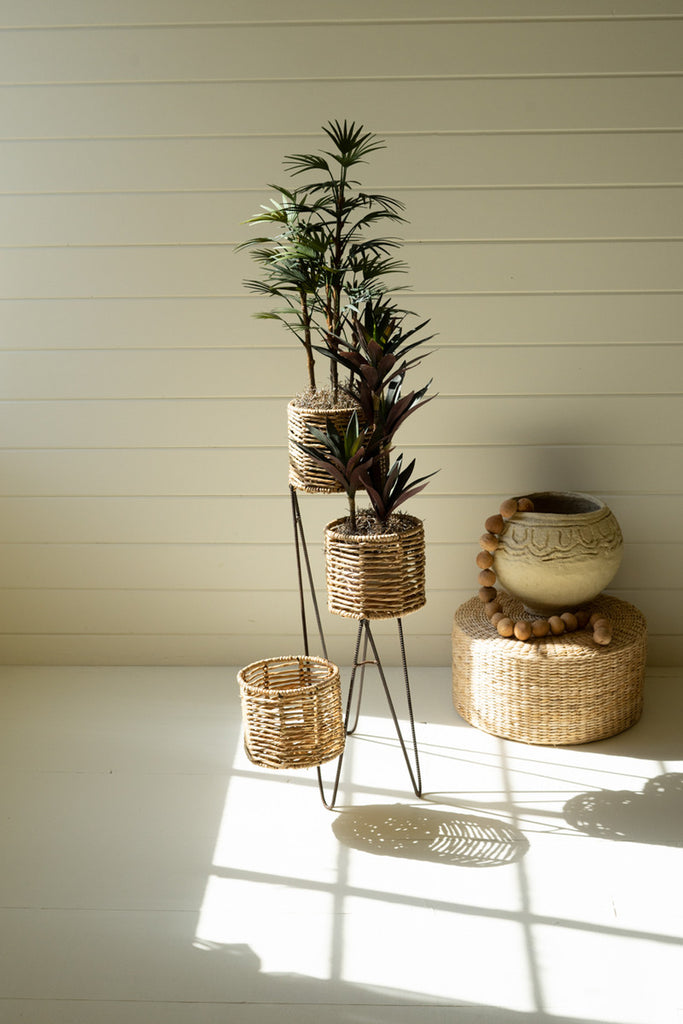 Three-Tiered Seagrass Plant Stand - Bombay Mercantile