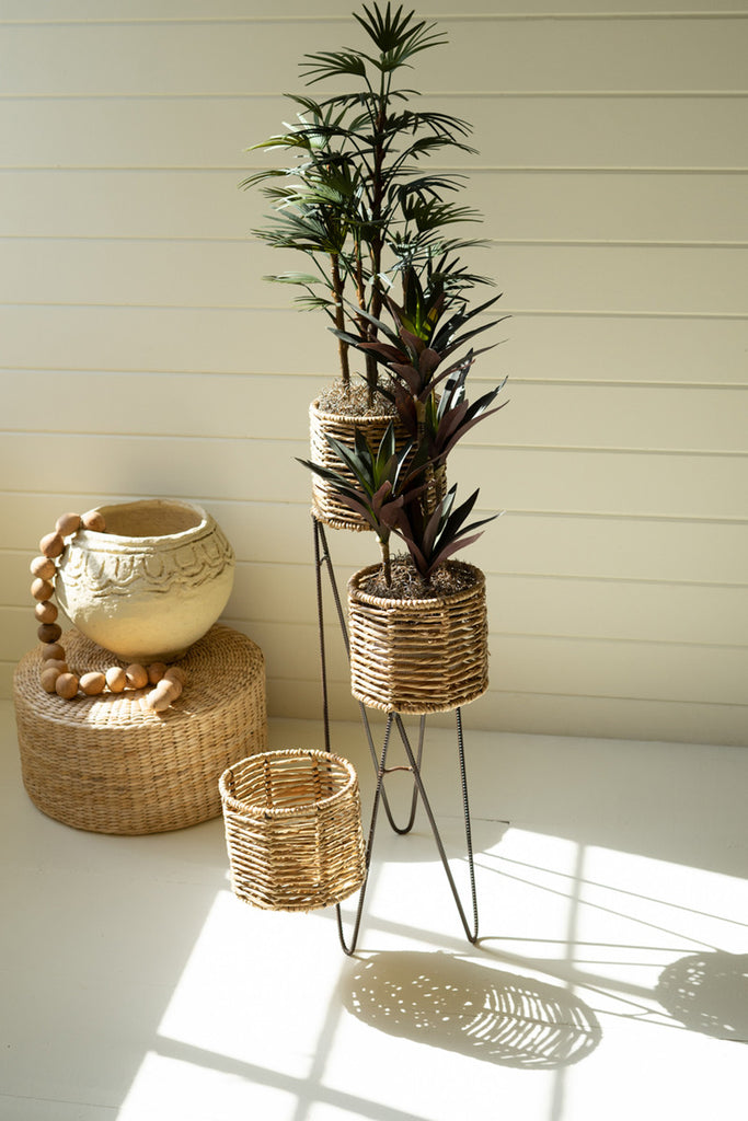 Three-Tiered Seagrass Plant Stand - Bombay Mercantile