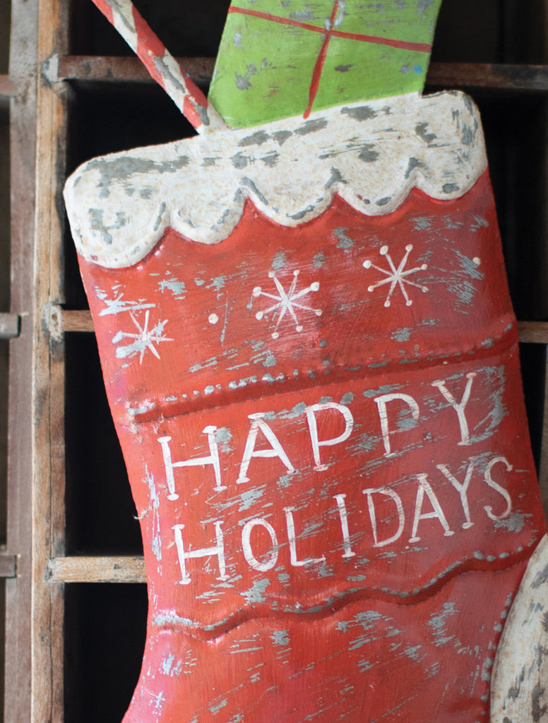Hand-Hammered Christmas Stocking Wall Art - Bombay Mercantile