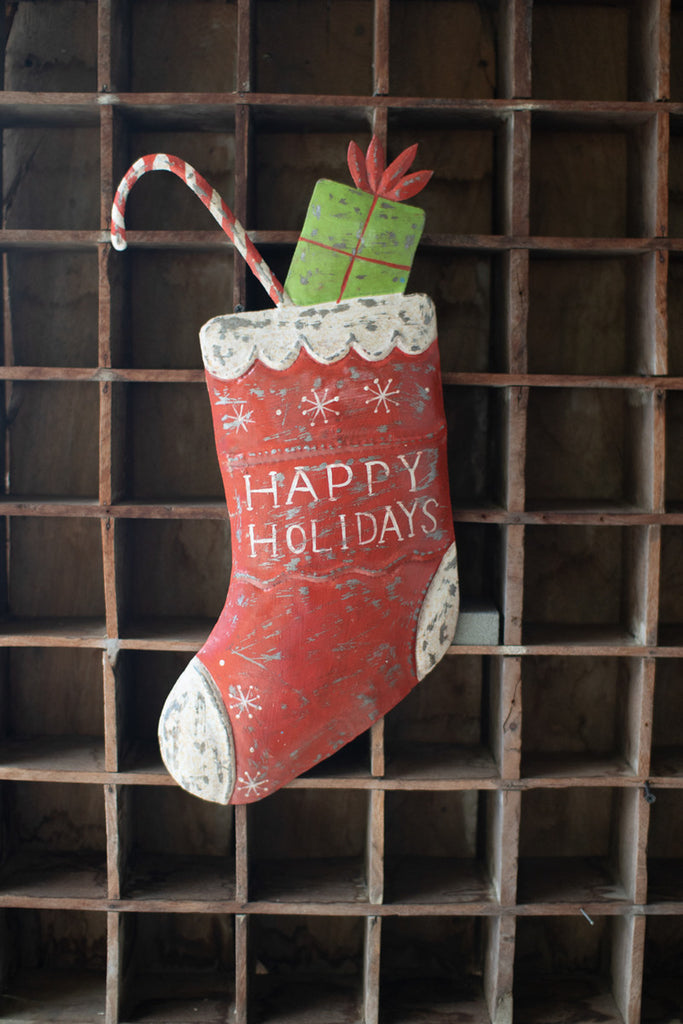 Hand-Hammered Christmas Stocking Wall Art - Bombay Mercantile