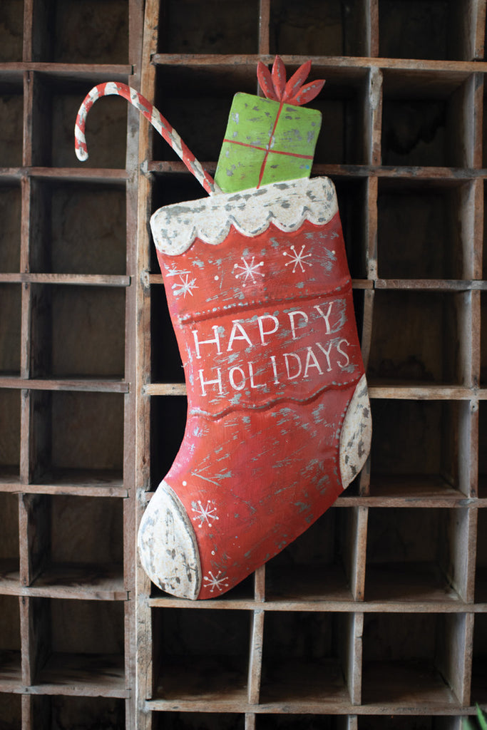Hand-Hammered Christmas Stocking Wall Art - Bombay Mercantile