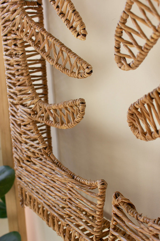 Woven Seagrass and Iron Leaf Wall Panel - Bombay Mercantile