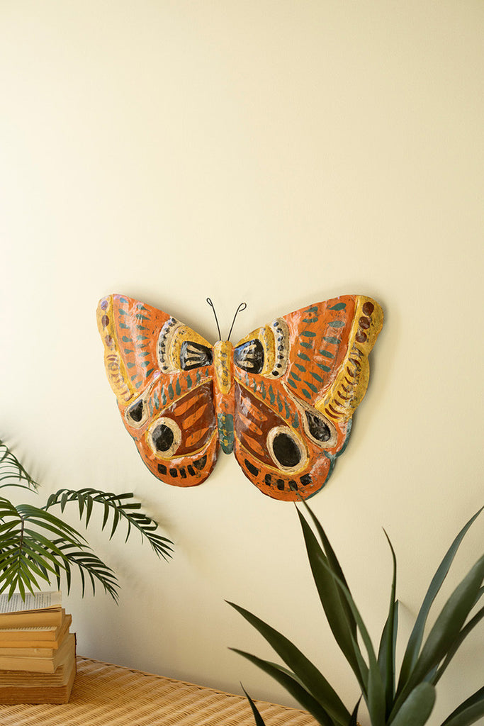 Painted Metal Butterfly Wall Art - Bombay Mercantile
