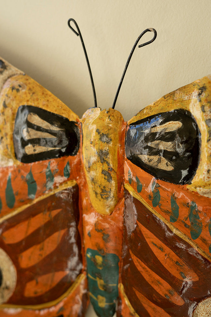 Painted Metal Butterfly Wall Art - Bombay Mercantile