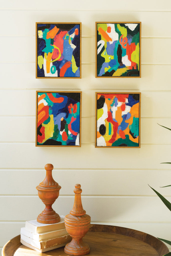 Set of 4 Framed Colorful Paintings - Bombay Mercantile