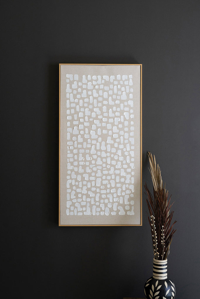 Framed Khaki and White Abstract - Bombay Mercantile