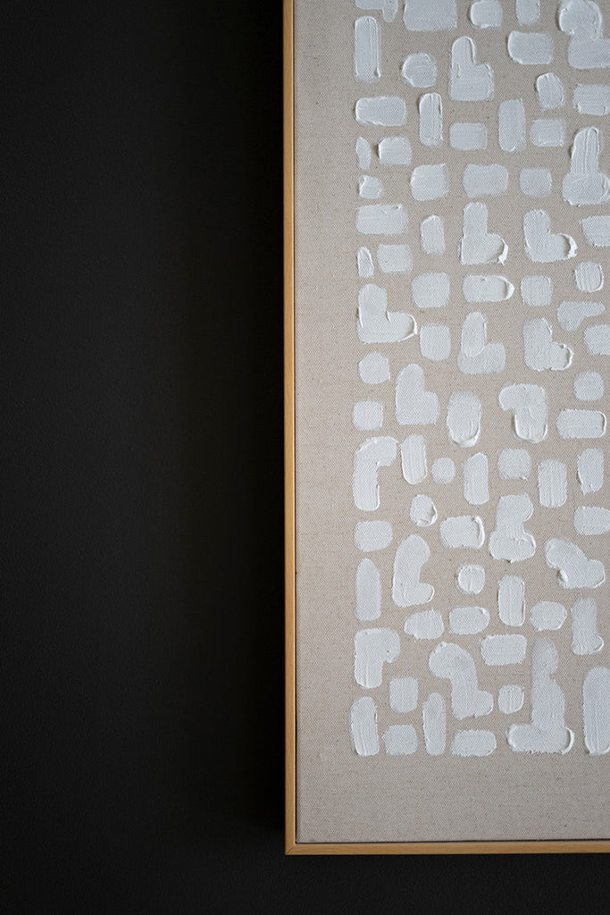 Framed Khaki and White Abstract - Bombay Mercantile