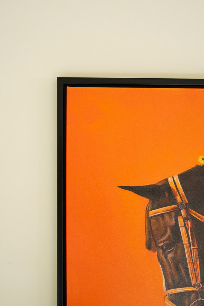 Framed Horse with Orange Background - Bombay Mercantile