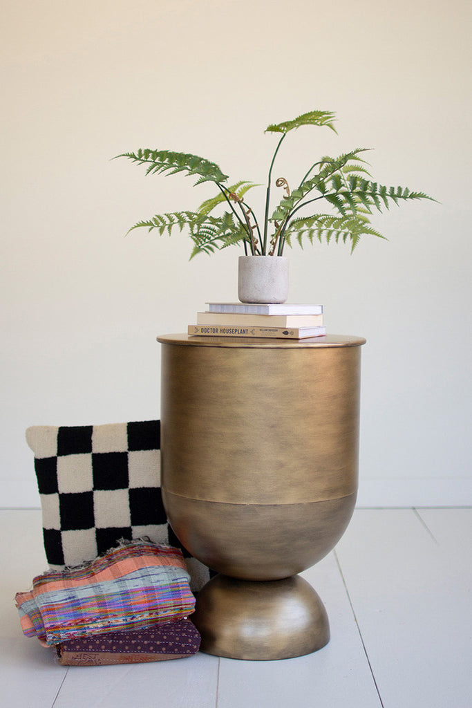 Antique Brass Storage Table - Bombay Mercantile