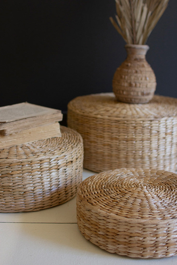 Set of 3 Tabletop Seagrass Risers - Bombay Mercantile