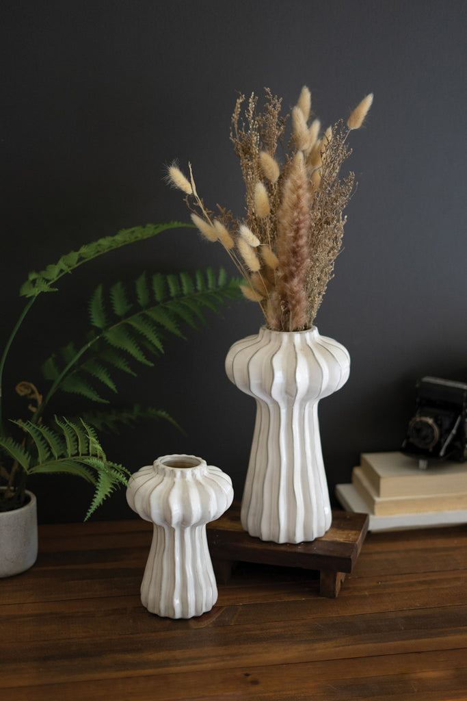 Set of 2 Organic Ruffle Vases - Bombay Mercantile