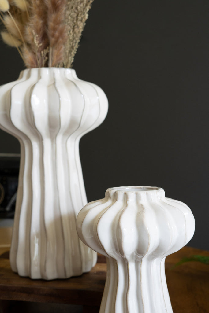 Set of 2 Organic Ruffle Vases - Bombay Mercantile