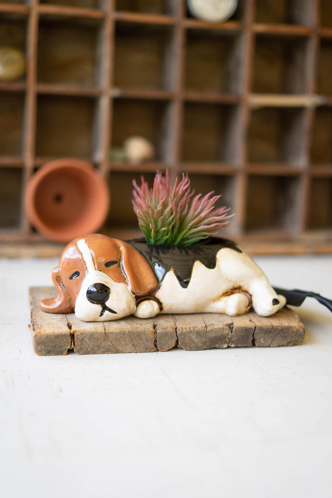 Ceramic Beagle Planter, Set of 2 - Bombay Mercantile