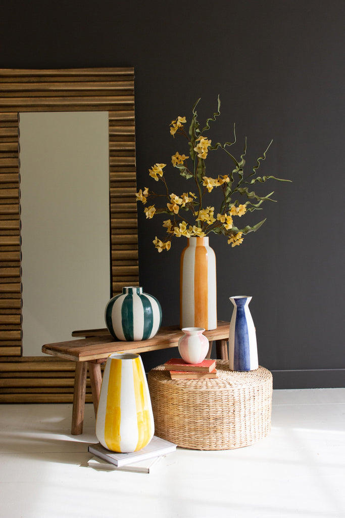 Set of 5 Colored Ceramic Striped Vases - Bombay Mercantile