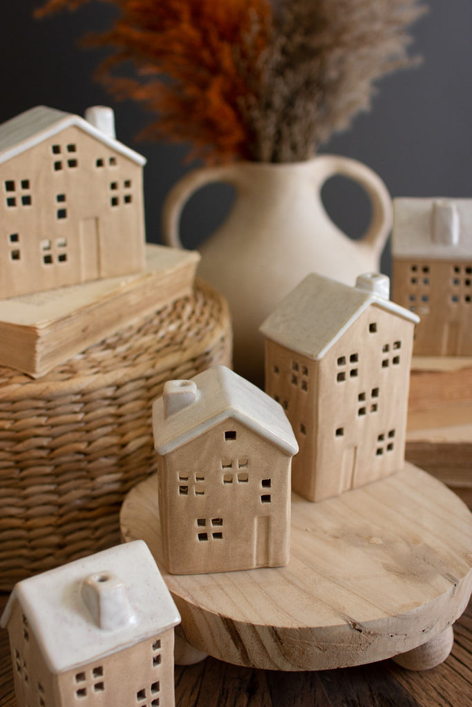 Set of 5 Ceramic Houses - Bombay Mercantile