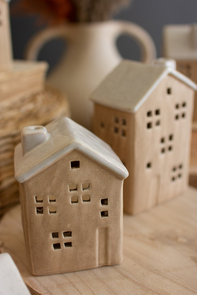 Set of 5 Ceramic Houses - Bombay Mercantile